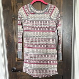 Victoria’s Secret Gray and Pink Patterned Long Sleeve Dress Size XS